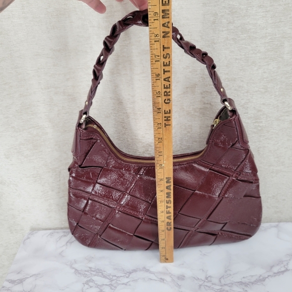 Elliot Lucca Hobo Shoulder Bag Pascale  Burgundy Patent Woven Leather Braid - Picture 9 of 16
